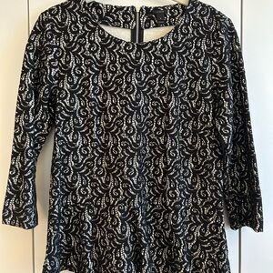 J. Crew Black and White Patterned Tunic Top